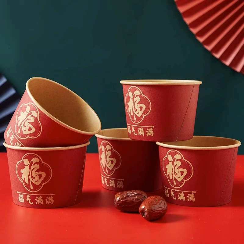 福字一次性纸碗杯筷子加厚套装生日寿宴乔迁满月家用过年新年春节
