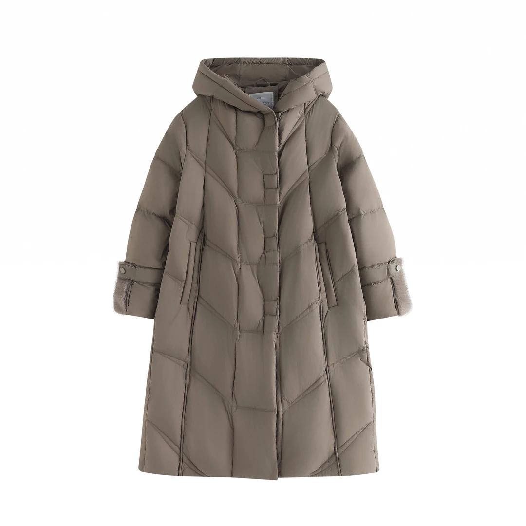 A2024年冬季新款设计款连帽保暖羽绒服J24589