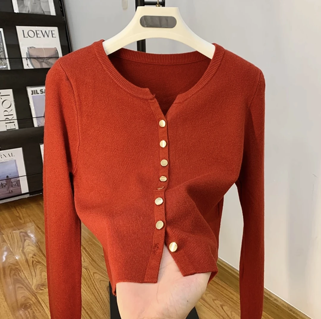 【新疆发货】新款洋气V领毛衣女小众百搭短款小外套