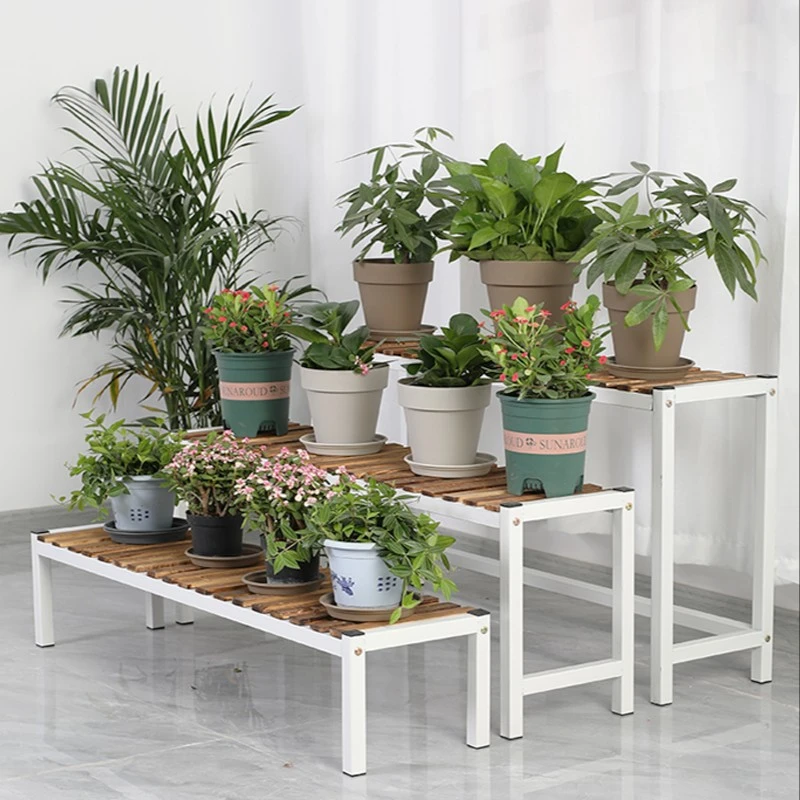 实木铁艺单层独立花架环保多层户外阶梯架花架多层多层花架