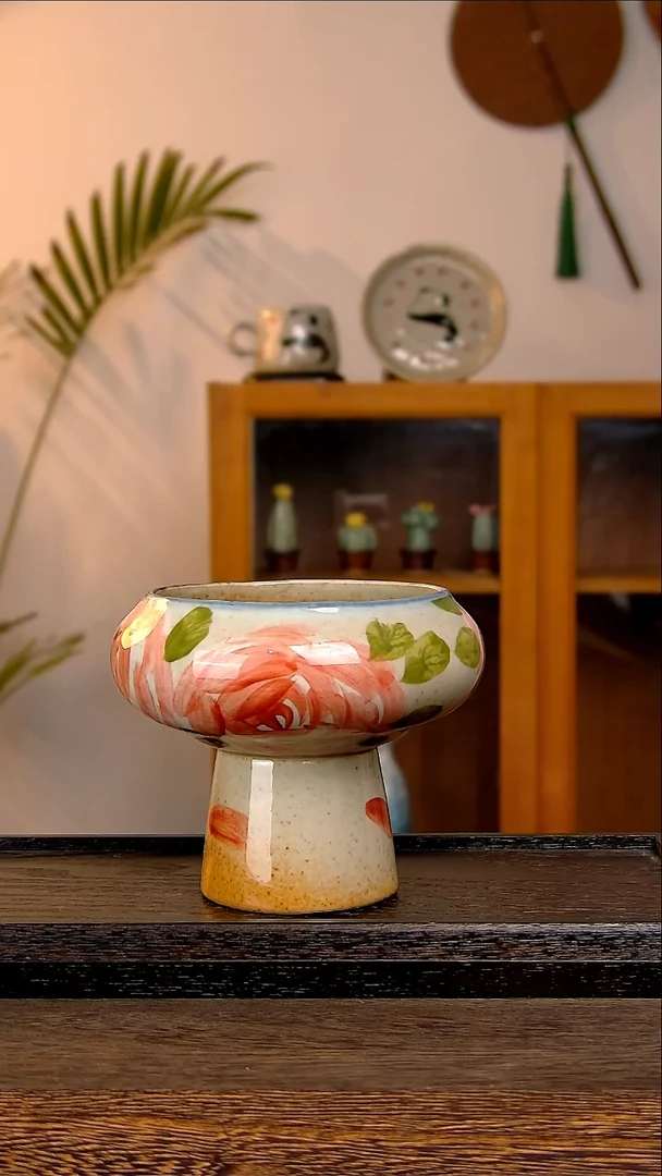 【闪购商品】杯瓷木手捏手绘粗陶杯000