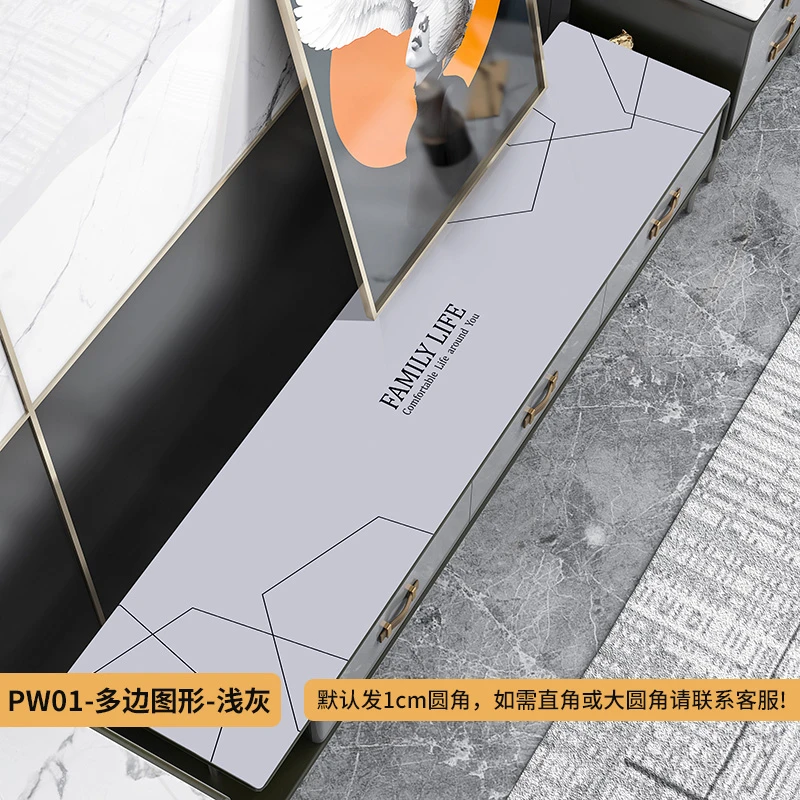 家用长方形茶几餐桌圆角耐脏滑北欧电视柜垫浅灰色防水油免洗轻奢