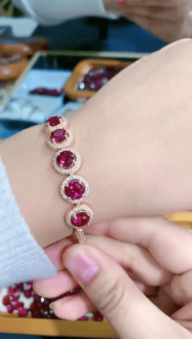 【闪购商品】石榴石手链银S925镶嵌天然镁铝