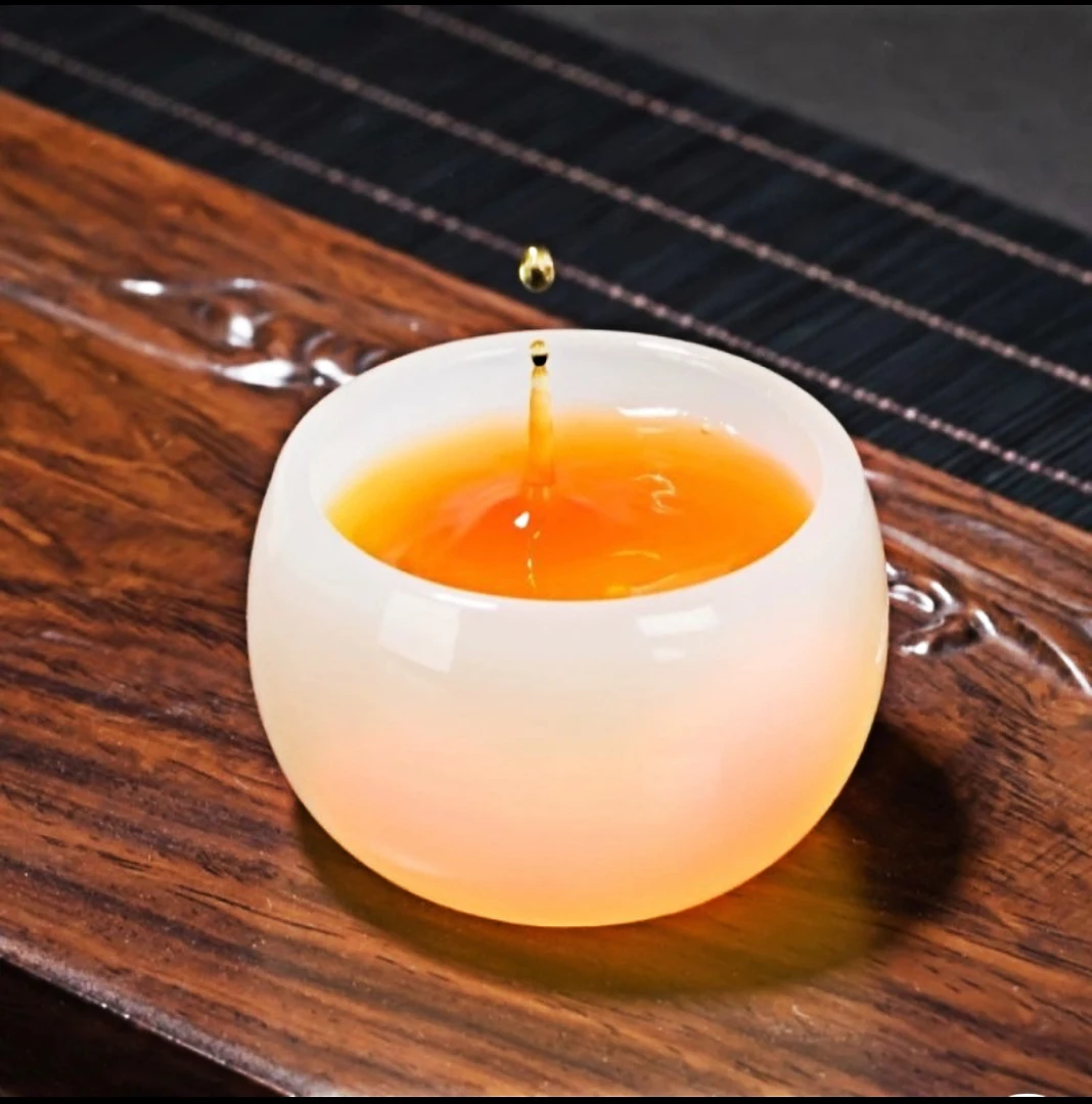 纯白琉璃杯单个家用茶杯主人杯高档陶瓷品茗禅定杯（有气泡正常）