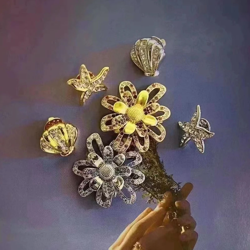 合金胸针 季阿玛施新颖矢车菊胸针高档精致胸花海星贝壳首饰品女