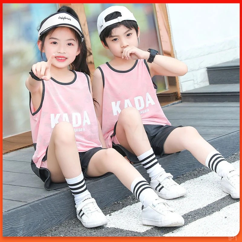 两件套夏季薄款中大童网眼背心短裤套装男童女童儿童速干衣运动服