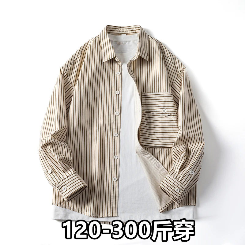 胖子大码男装男士遮大肚子长袖衬衣胖人加肥加大宽松潮流休闲上衣