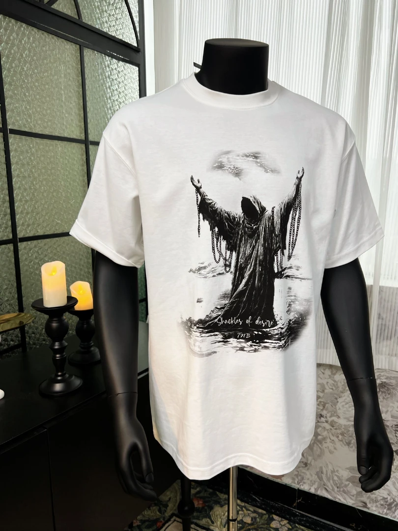 特耐司倍TNB《心魔》新款欧式风凉感锦纶质感新疆棉复古高档短袖T恤