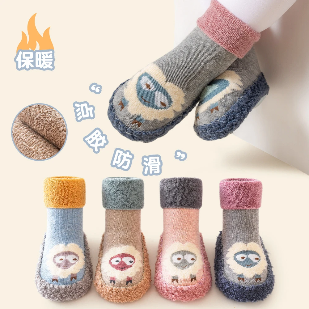 秋冬季宝宝软底地板  袜毛圈加厚保暖卡通婴儿点胶宝宝秋冬袜儿童
