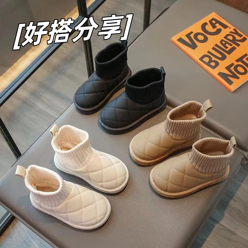 儿童雪地靴秋女童宝宝加厚加绒冬软底面包鞋二棉保暖防滑短款棉鞋