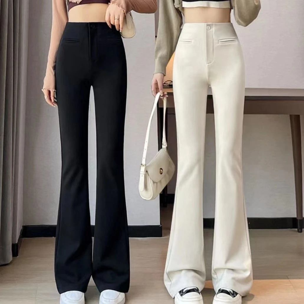 微喇裤女2024夏季新款百搭垂感高腰显瘦阔腿裤高端喇叭裤拖地长裤