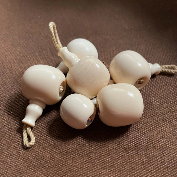 天然冰料猛犸牙经典藏式三通分体佛珠文玩配饰多规格可选