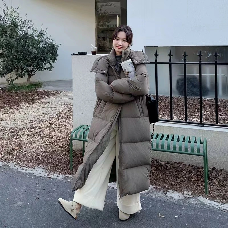 2024新款长款过膝大被子羽绒服女韩版面包服显瘦白鸭绒高级