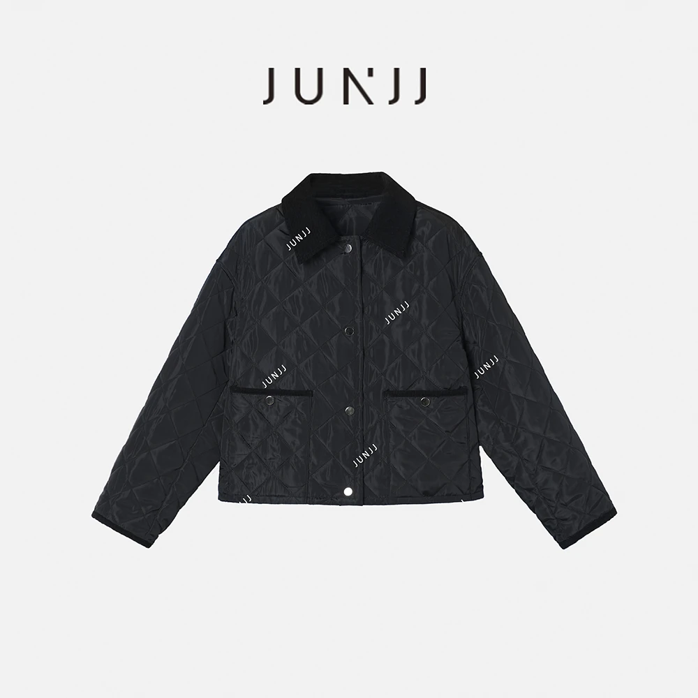 JUNJJ【谷仓棉服】女士秋冬保暖休闲百搭秋冬灯芯绒拼接棉服外套
