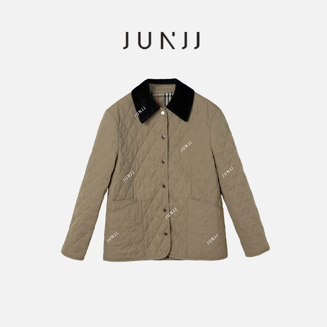 JUNJJ【黄金甲外套】秋冬新款菱形格经典气质轻便短款棉服外套女