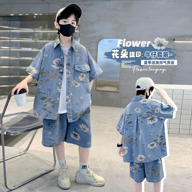 2024男童夏季牛仔短袖套装（外套+短裤）&SY6790牛仔短袖套装