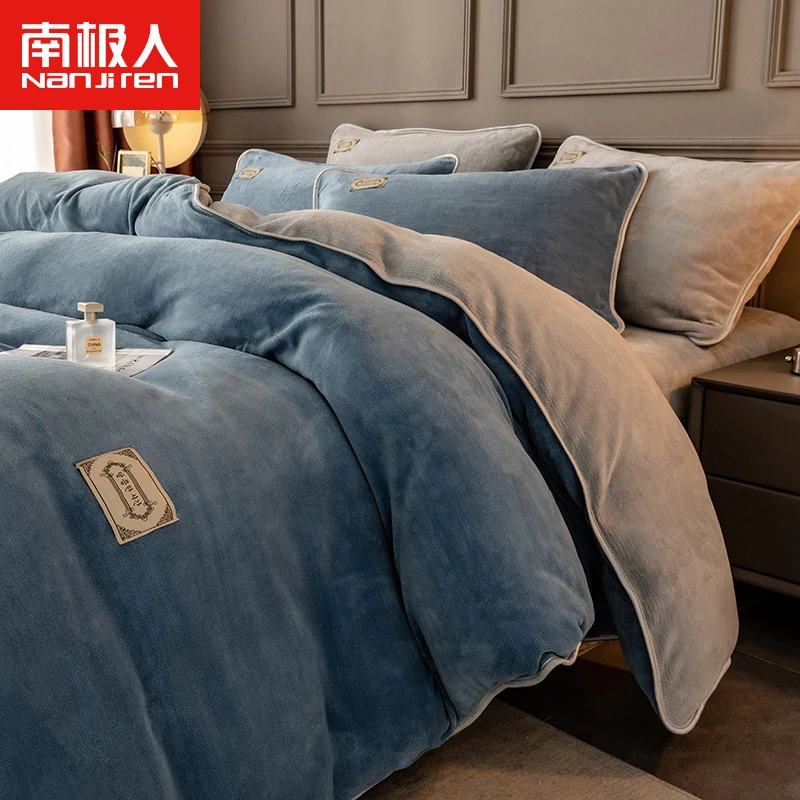 加厚牛奶绒被套单件150x200x230珊瑚绒加绒被罩单人宿舍家用冬季