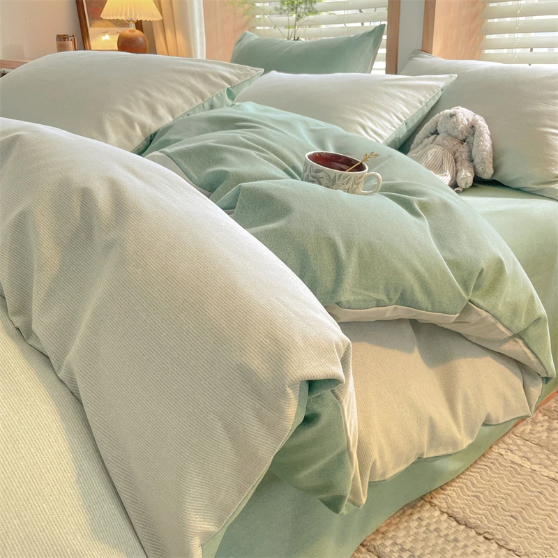 加厚纯棉磨毛被套单件150x200x230全棉被罩床单三四件套2024新款