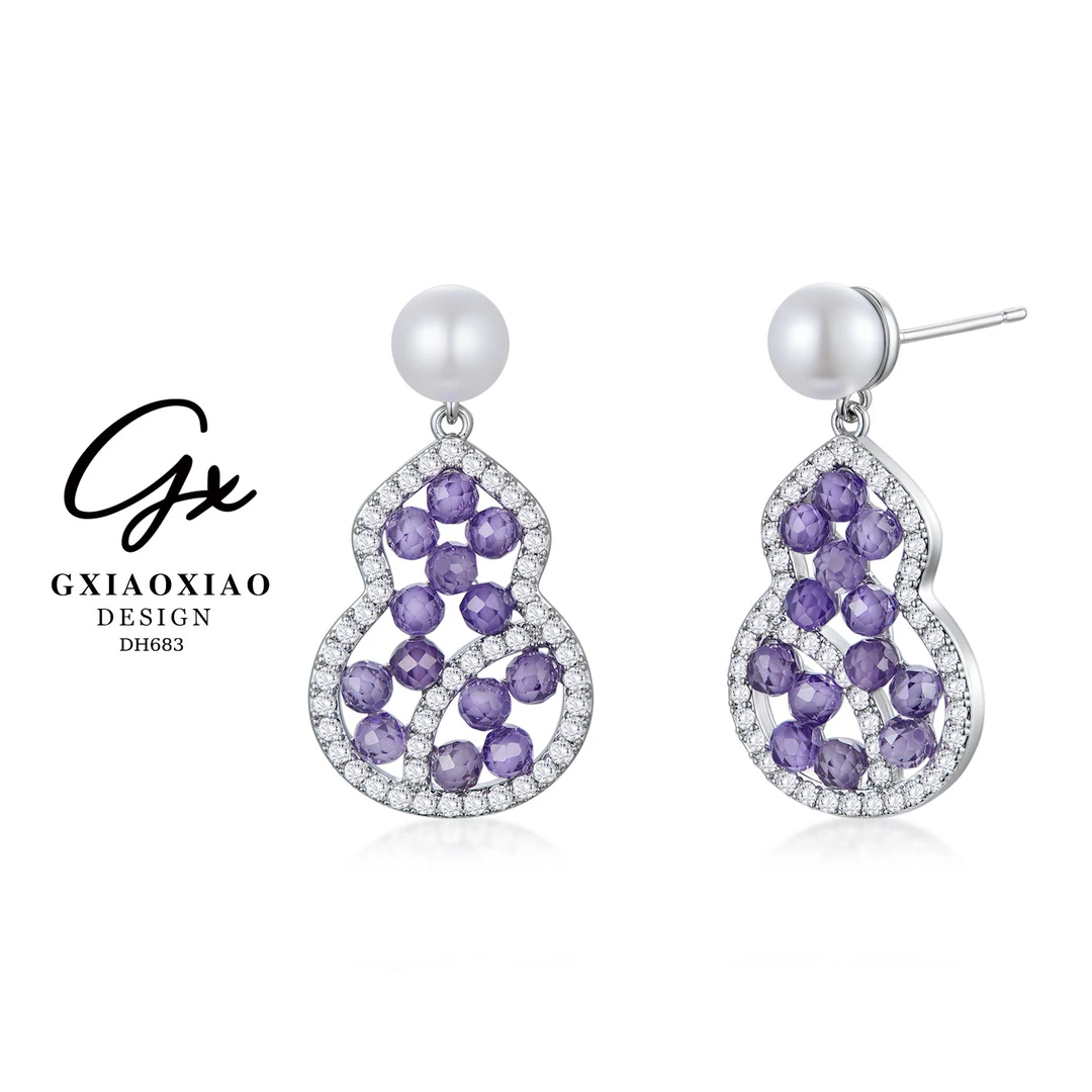 铜合金合成锆石耳饰  GXX 高级感气质小众通勤葫芦形耳环 DH683