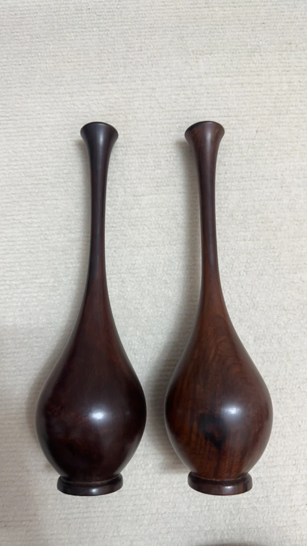 一对A342整木花瓶摆件29高度