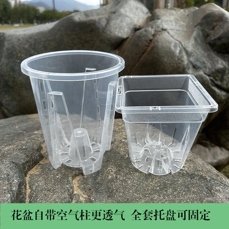 高透明塑料花盆透气控根盆桌面创意高颜值花盆蝴蝶兰洋兰花盆石斛
