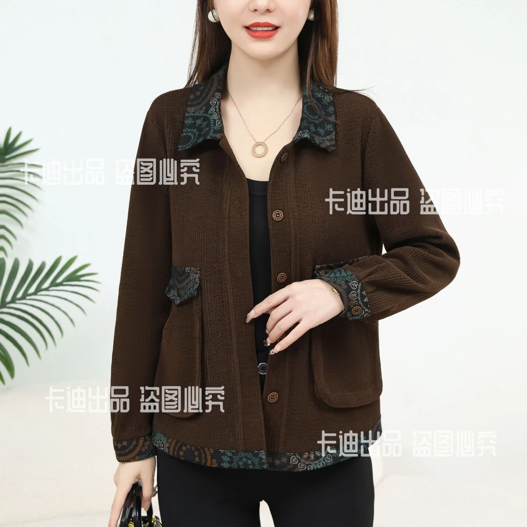 2025春季新款短款外套时尚休闲百搭宽松中老年妈妈装洋气女装5026