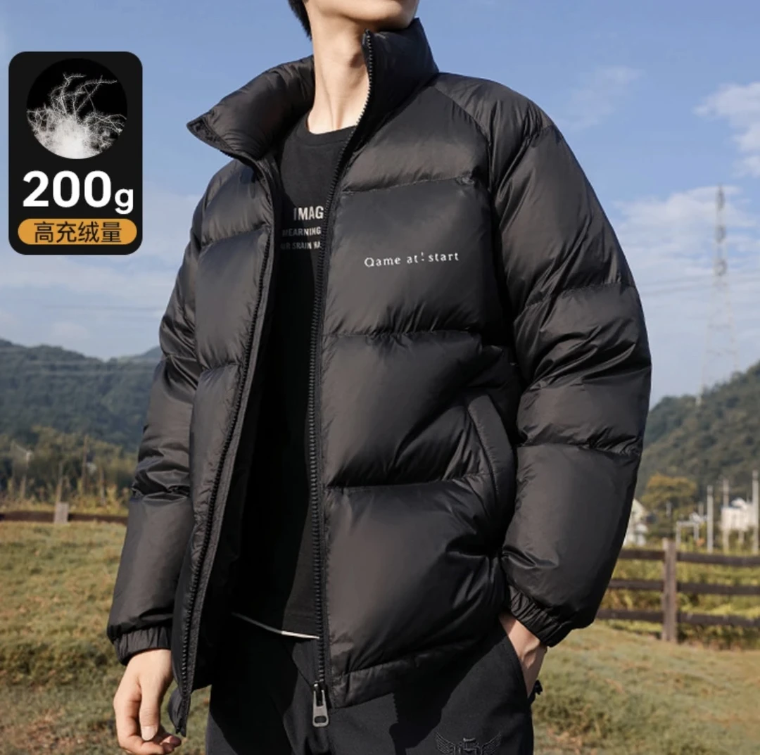 冬季男女同款蓄热休闲保暖外套舒适时尚立领百搭加厚短款情侣