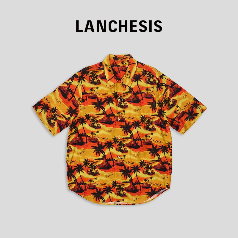 「LANCHESIS」"落日椰林"夏威夷度假风美式休闲短袖衬衫