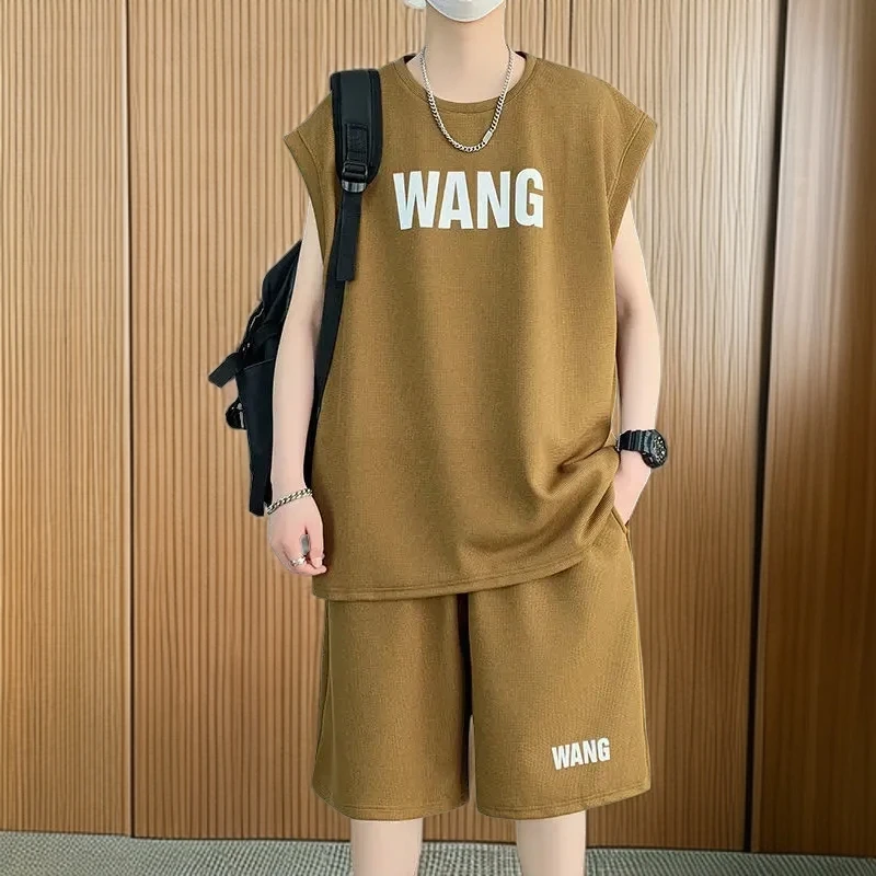 男士14-17凉爽休闲ins运动韩版短袖T恤青少年套装男夏季