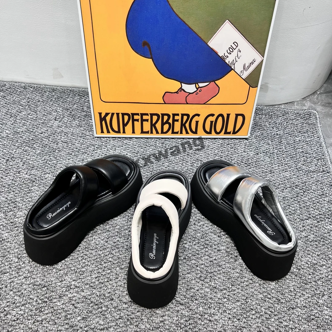 厚底一字拖鞋子女25新款夏季外穿时尚小个子增高凉拖K888