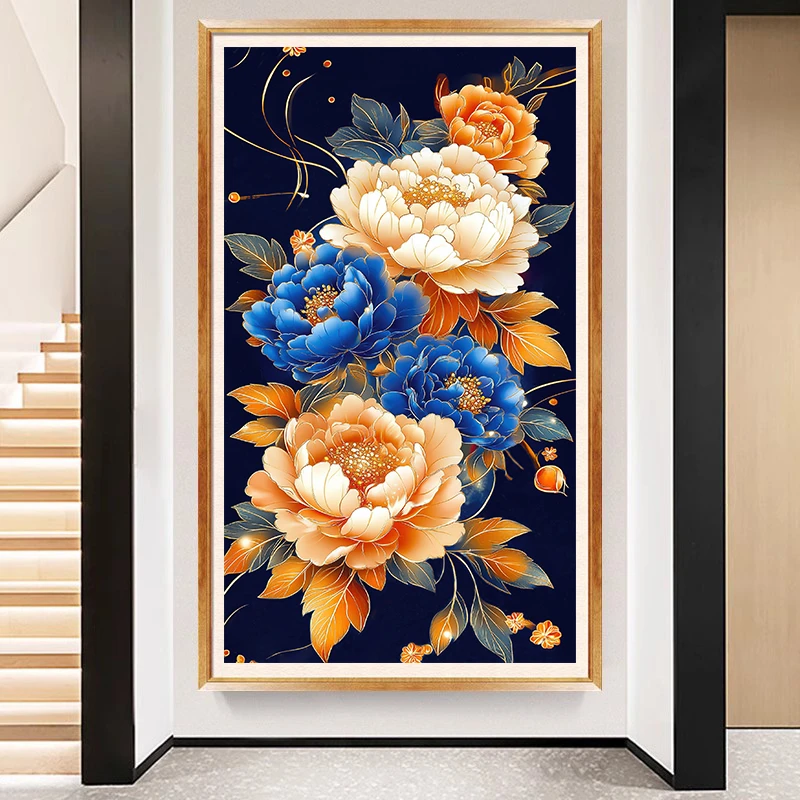 【大格】玄关画国潮富贵牡丹十字绣27色满绣无勾边现代简约花卉