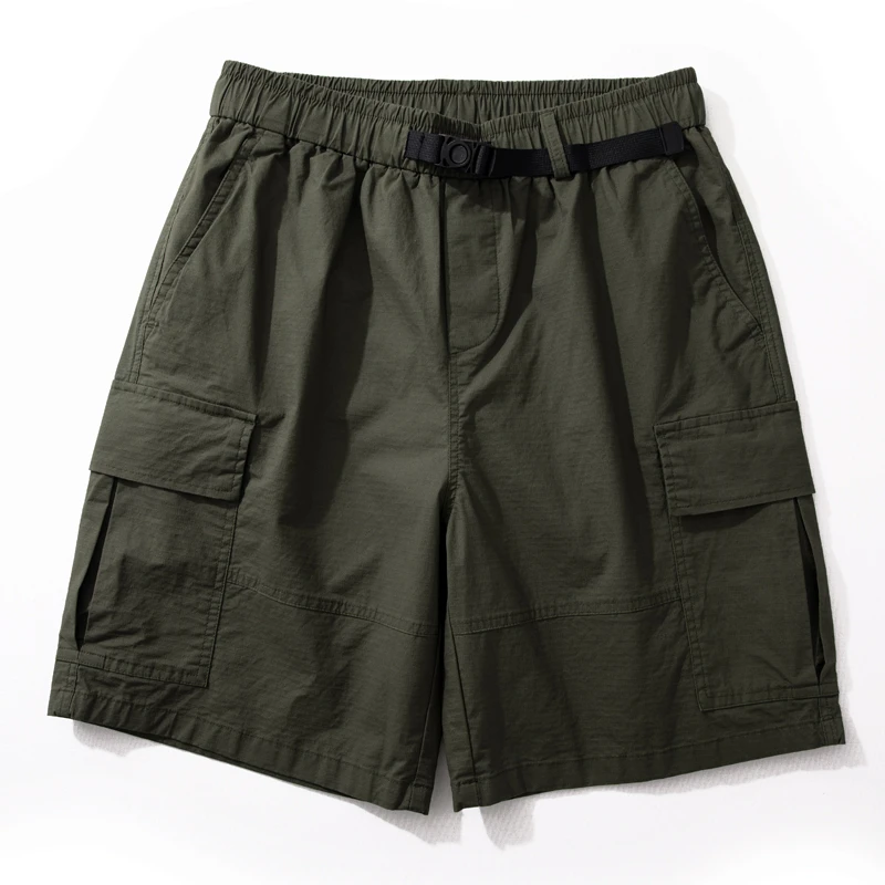 工装短裤男夏季薄款纯棉透气中裤潮牌潮流弹力直筒宽松五分裤男潮