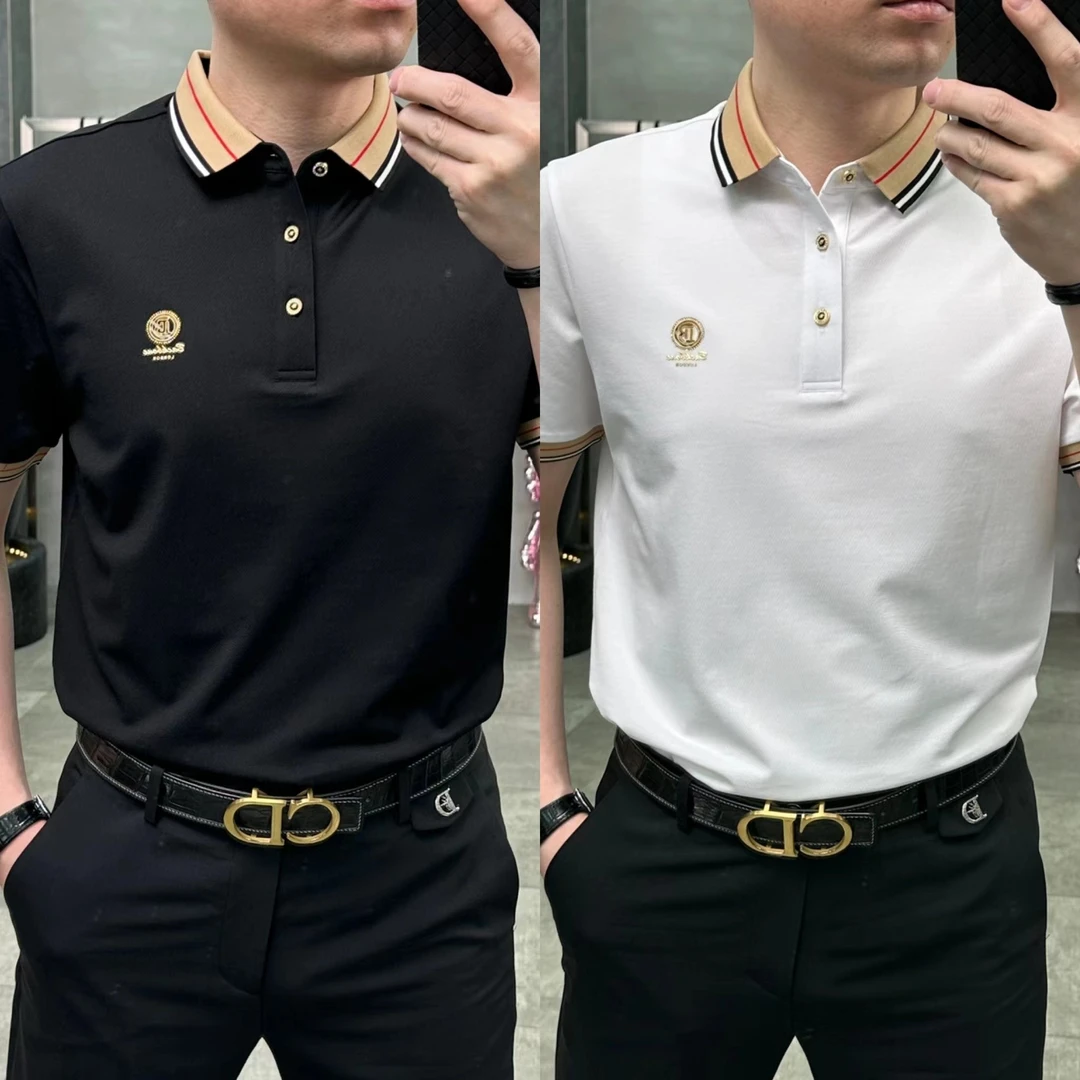 【34018】网红轻奢夏季新款经典帅气休闲百搭男士短袖时尚衬衫polo