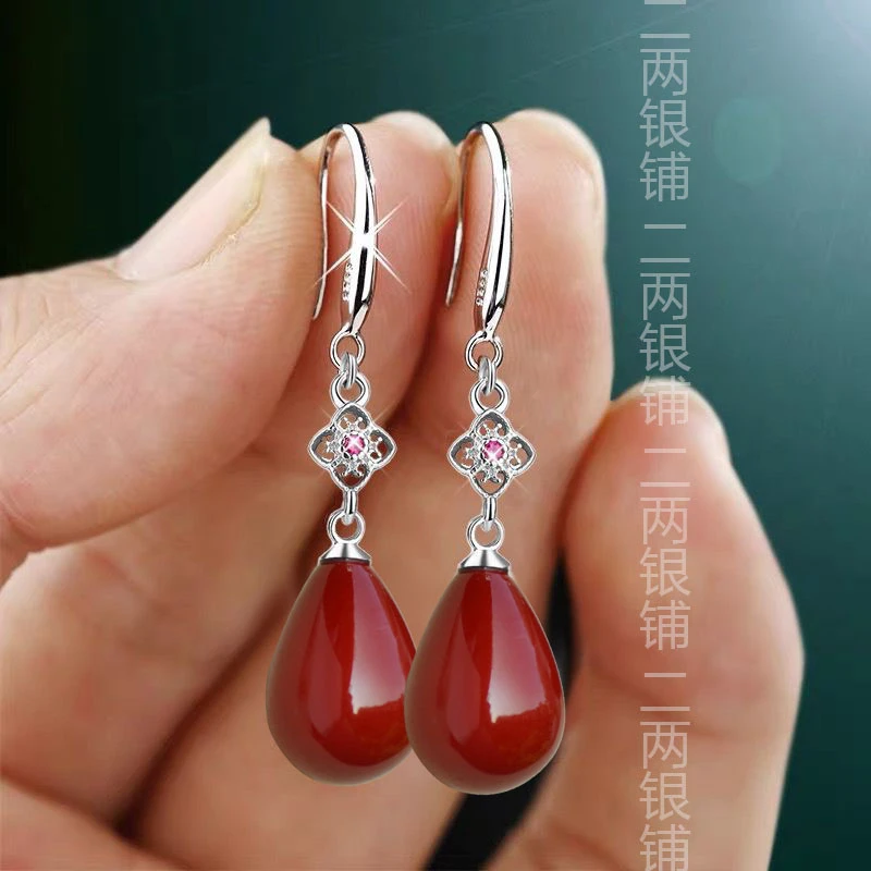 925银耳饰 专柜热卖水滴显瘦耳环女2025年新款网红高级感耳坠耳饰