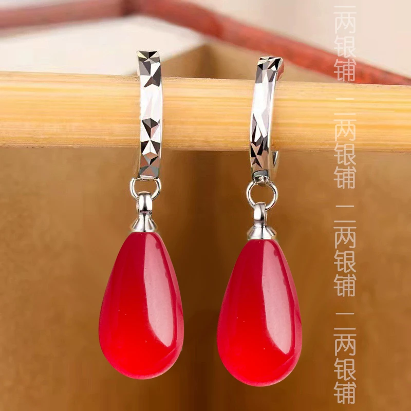 耳扣女轻奢s925纯银耳环红色喜庆高级感百搭耳坠2025款新年耳饰