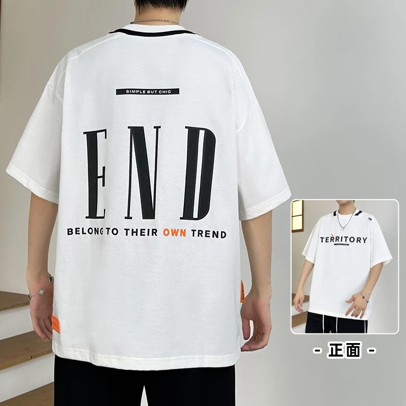 短袖t恤男夏季潮百透气宽松五分袖潮牌休闲ins半袖T恤XH 82423061