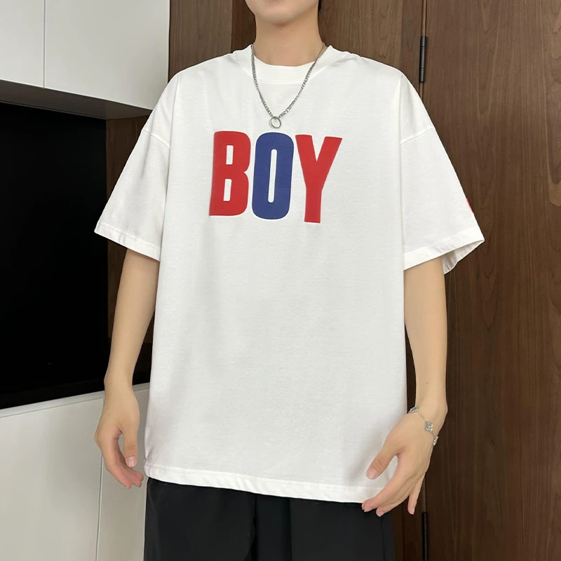 短袖t恤男夏季潮百透气宽松五分袖潮牌休闲ins半袖体恤  82423058