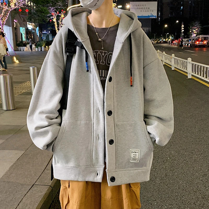 春秋季男上衣迈特优美式外套男潮流开衫卫衣休闲连帽夹克上衣4011