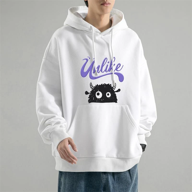 秋季休闲学生休闲套头ins百搭连帽卫衣男士宽松运动印花上衣477