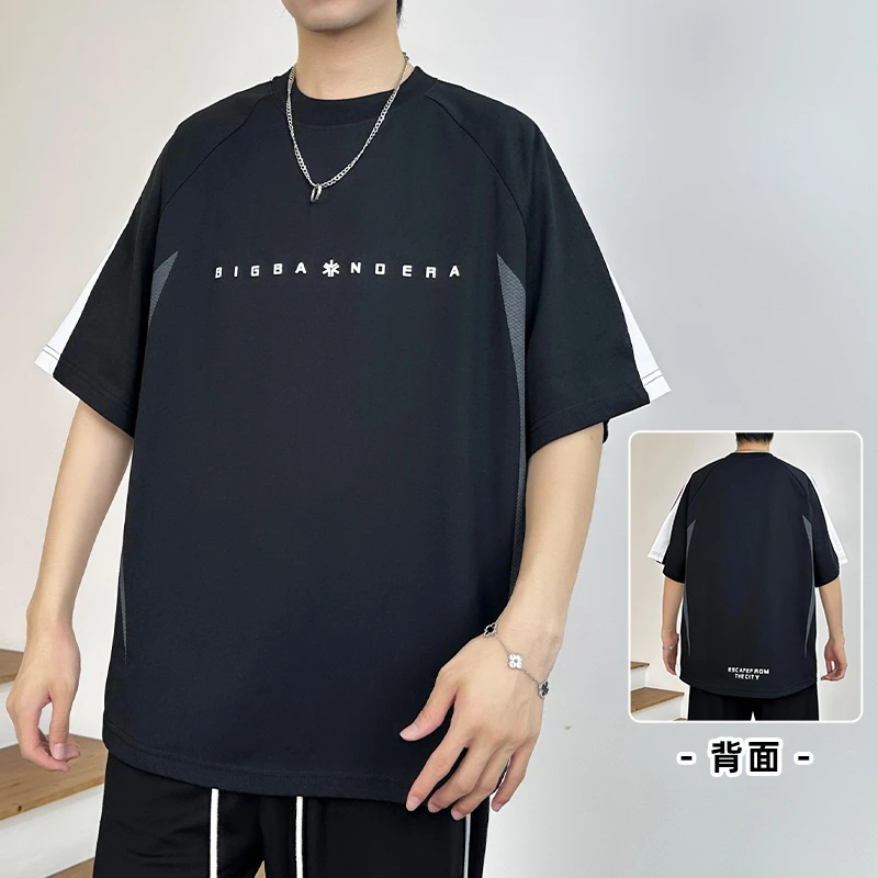 短袖t恤男夏季潮百透气宽松五分袖潮牌休闲ins半袖体恤  82423059