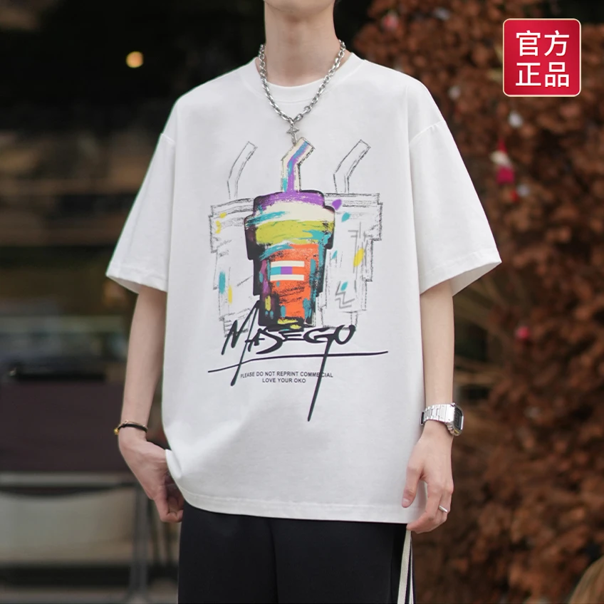 夏季新款纯棉潮短袖t恤ins涂鸦潮流半袖百搭少年五分袖上衣XH3070