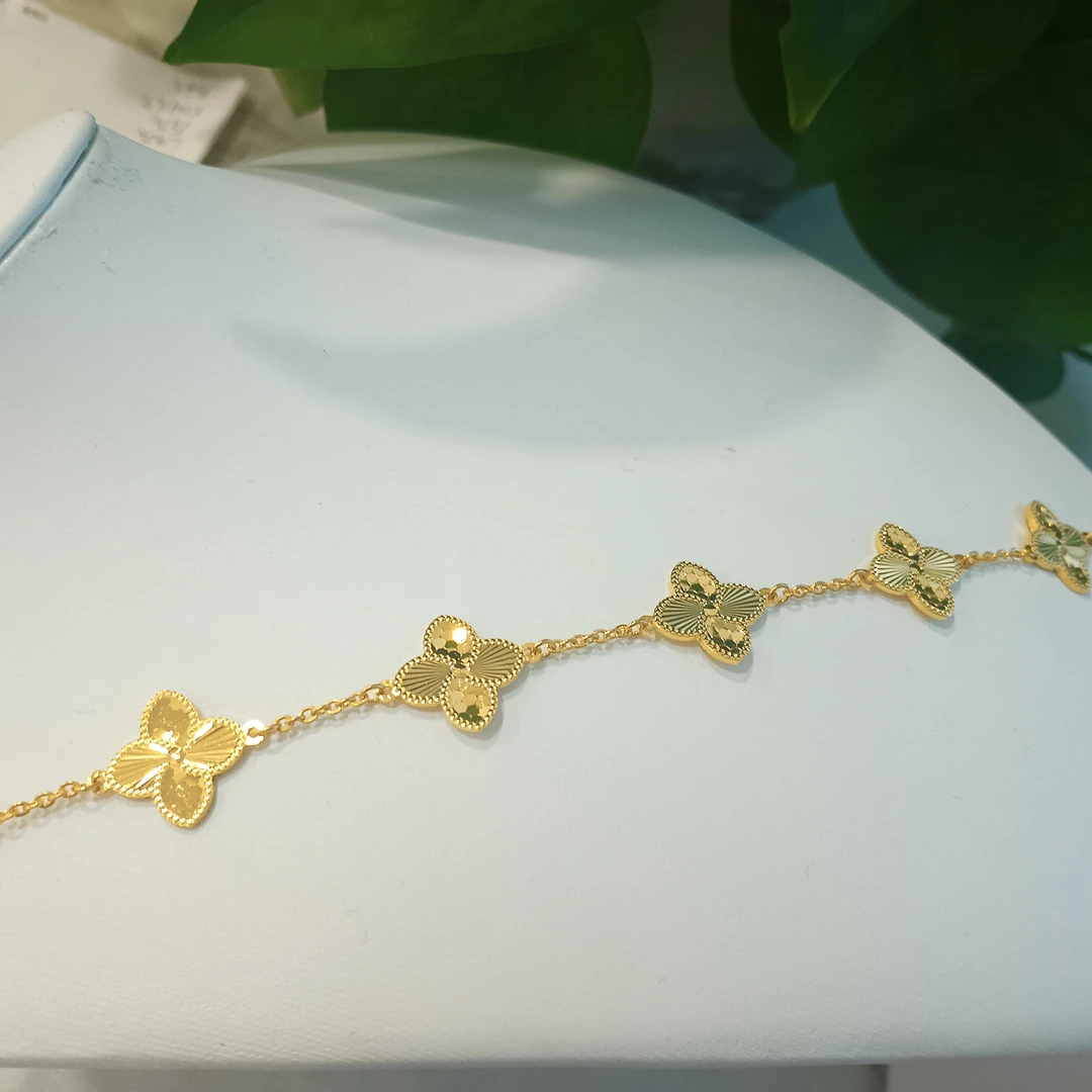 5G工艺足金999爆闪五花鱼鳞花花镭射四叶草