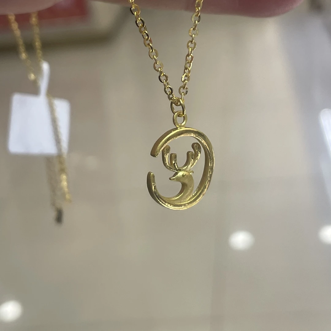 足金999月亮麋鹿套链时尚百搭