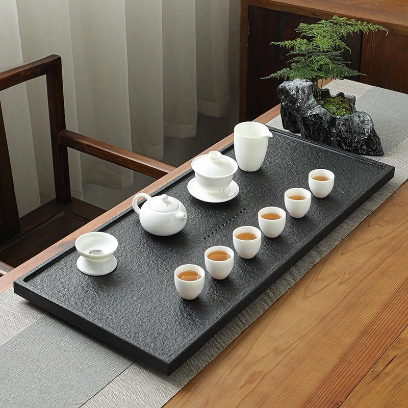 【厂家直销】乌金石头石材金石茶盘家用现代简约茶托石板茶具茶台