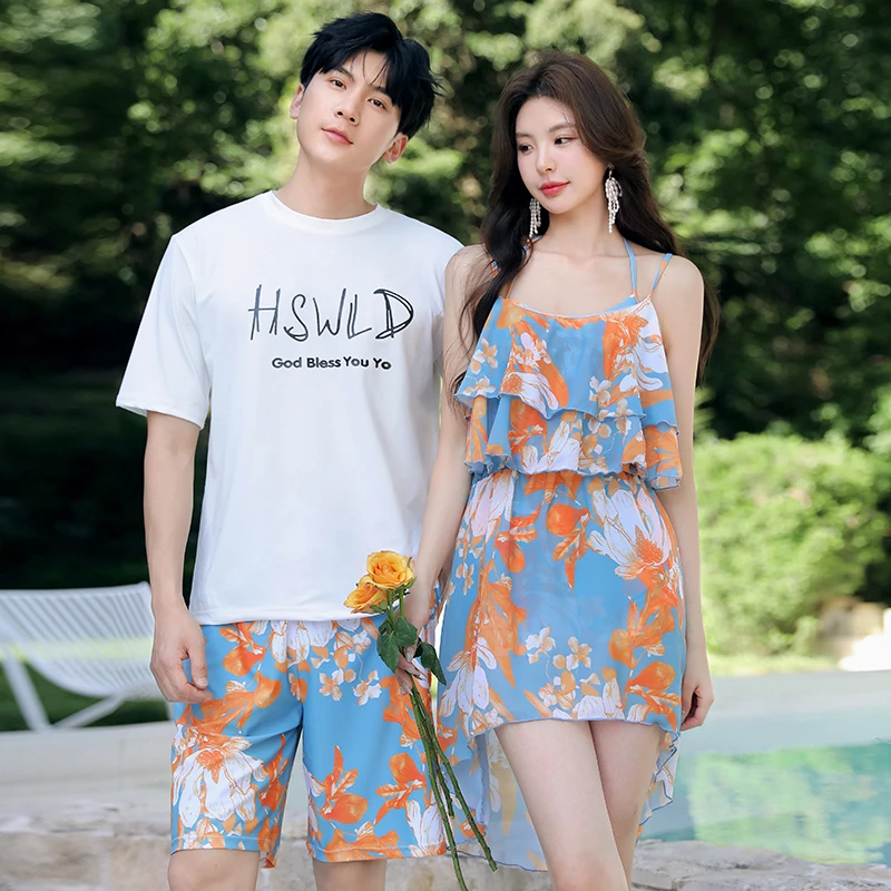 情侣泳衣2025新款女士三件套性感显瘦男沙滩裤度假泡温泉泳装