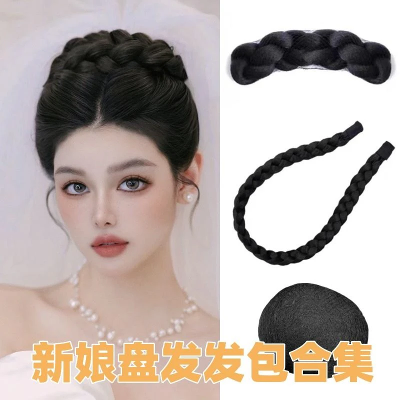 新娘秀禾发包垫发头顶女盘发汉服古风中式赫本包后脑勺小假发包