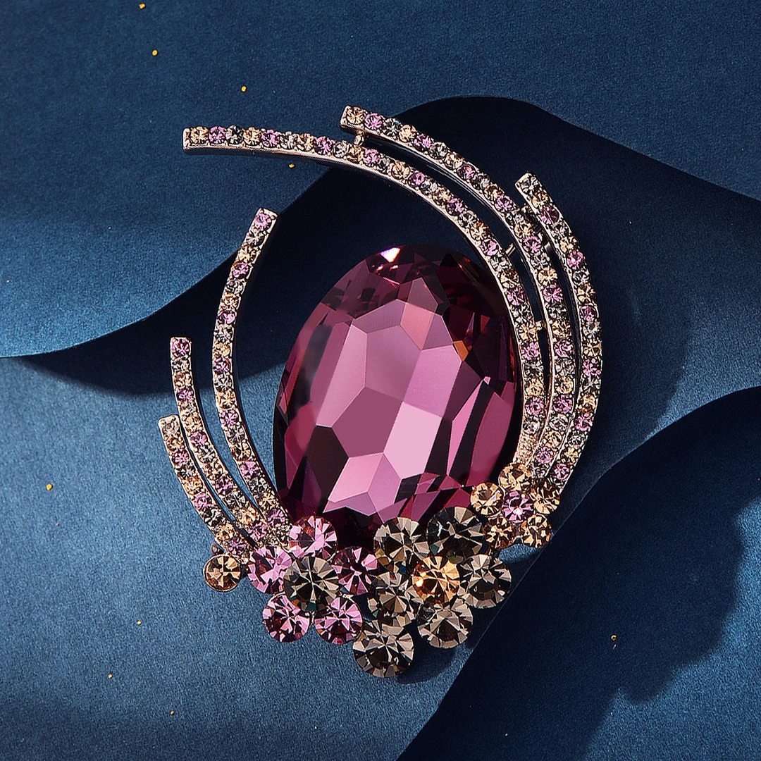 合金仿水晶胸针 高级感【欧美风胸针】大衣西装胸花防走光送礼