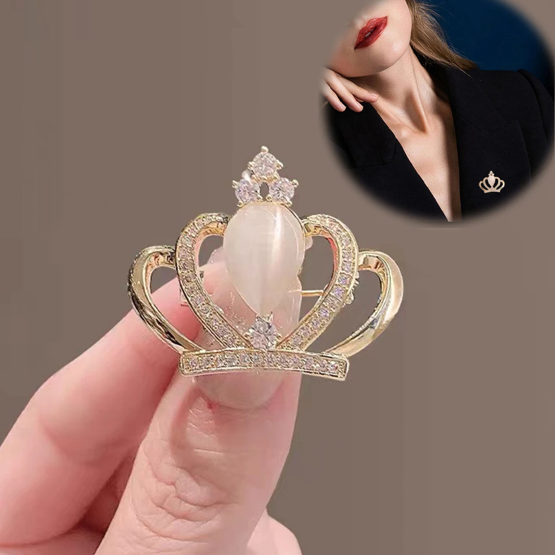 合金仿水晶胸针 【轻奢皇冠胸针】高级感西装大衣胸花扣针别针配饰