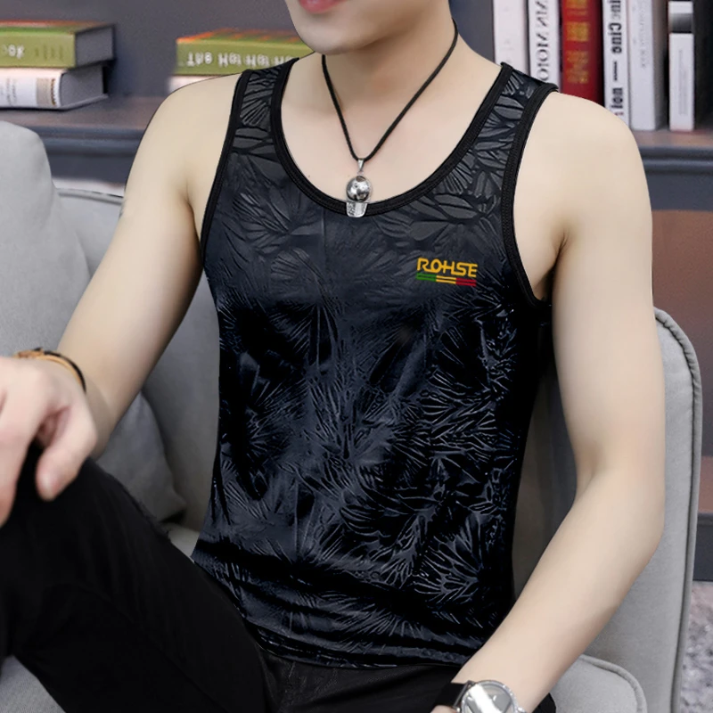 男士背心冰丝速干跨栏运动健身打底夏季汗衫无袖T恤男内穿潮