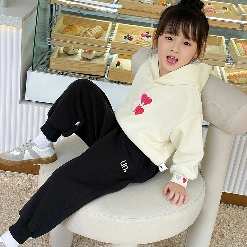 女童6-12加绒裤子秋冬季加厚保暖儿童运动裤小童韩版宽松休闲卫裤